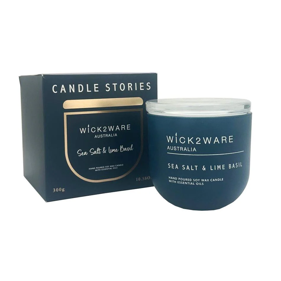 Wick 2 Ware Soy Candle Hand poured 300g - Sea Salt & Lime Basil