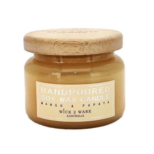 Wick 2 Ware Candle Jar Handpoured Soy Wax 260g - Mango & Papaya