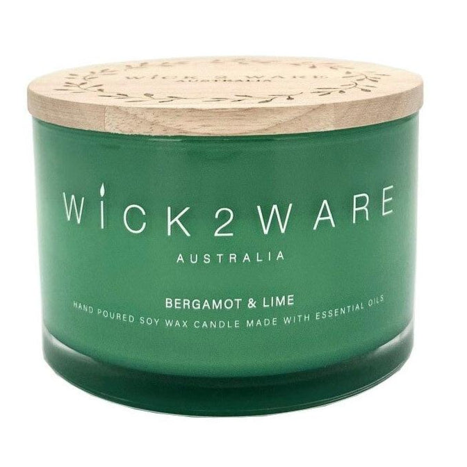 Wick 2 Ware Candle Jar Handpoured Soy Wax 430g - Bergamot & Lime