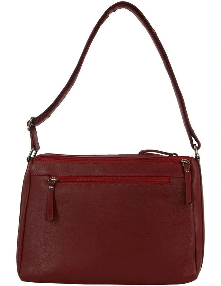 Milleni Ladies Nappa Leather Cross Body Bag - Red