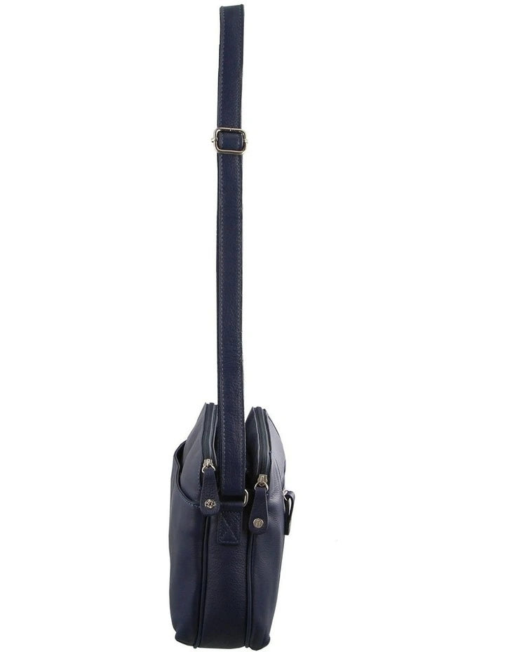 Milleni Ladies Nappa Leather Cross Body Bag - Navy