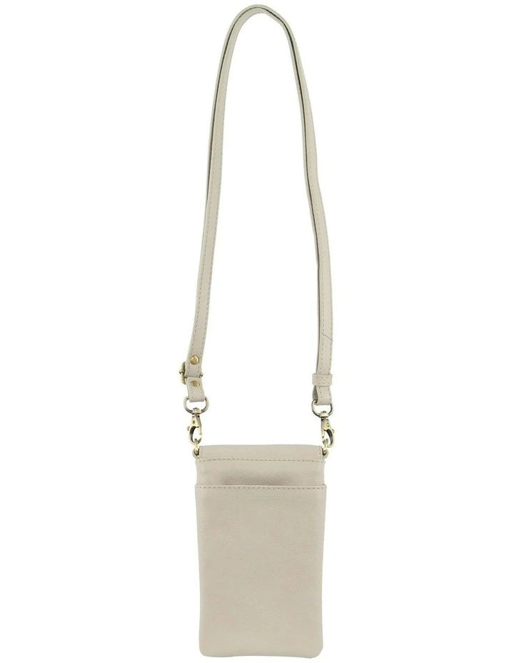 Pierre Cardin Ladies Leather Phone Cross Body Bag - Bone