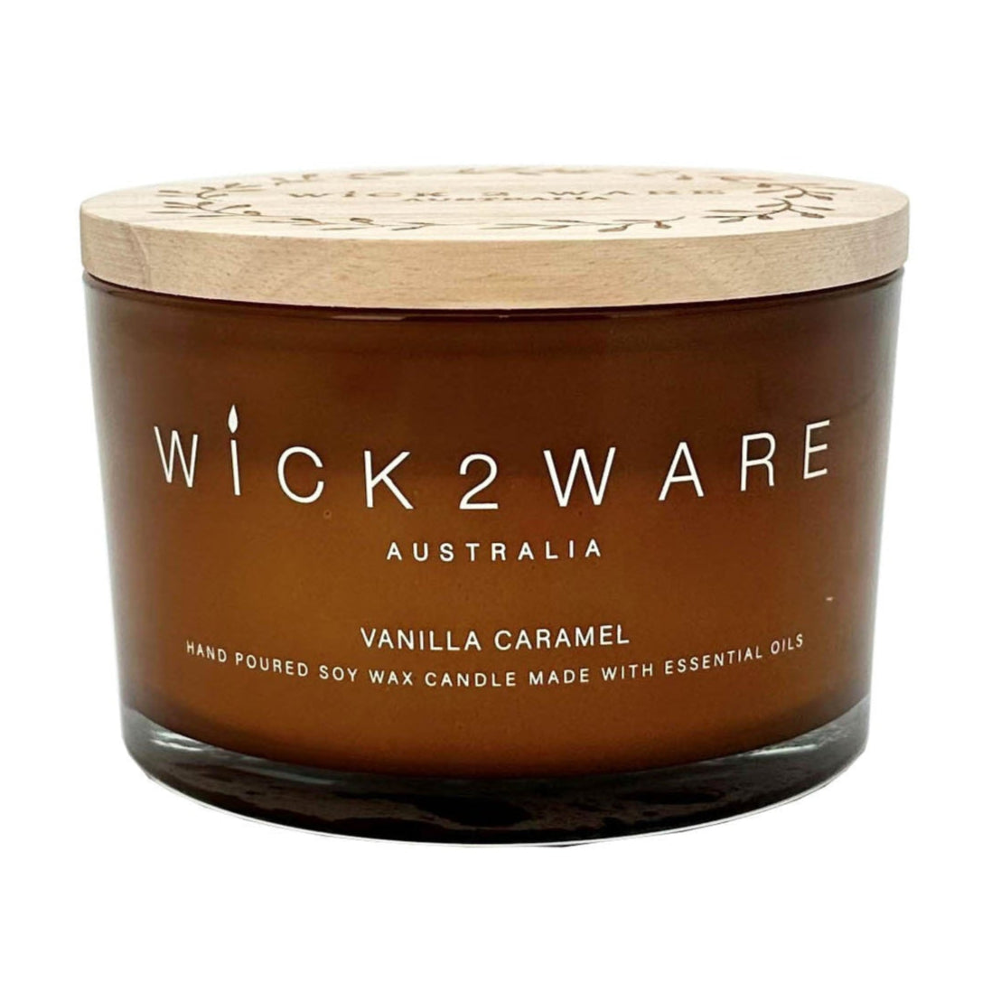 Wick 2 Ware Candle Jar Handpoured Soy Wax 430g - Vanilla Caramel