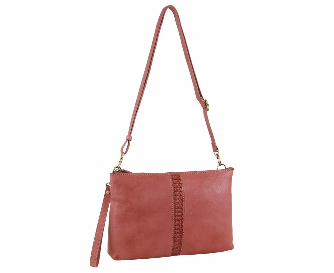 Pierre Cardin Leather Wristlet Crossbody Bag - Marsala