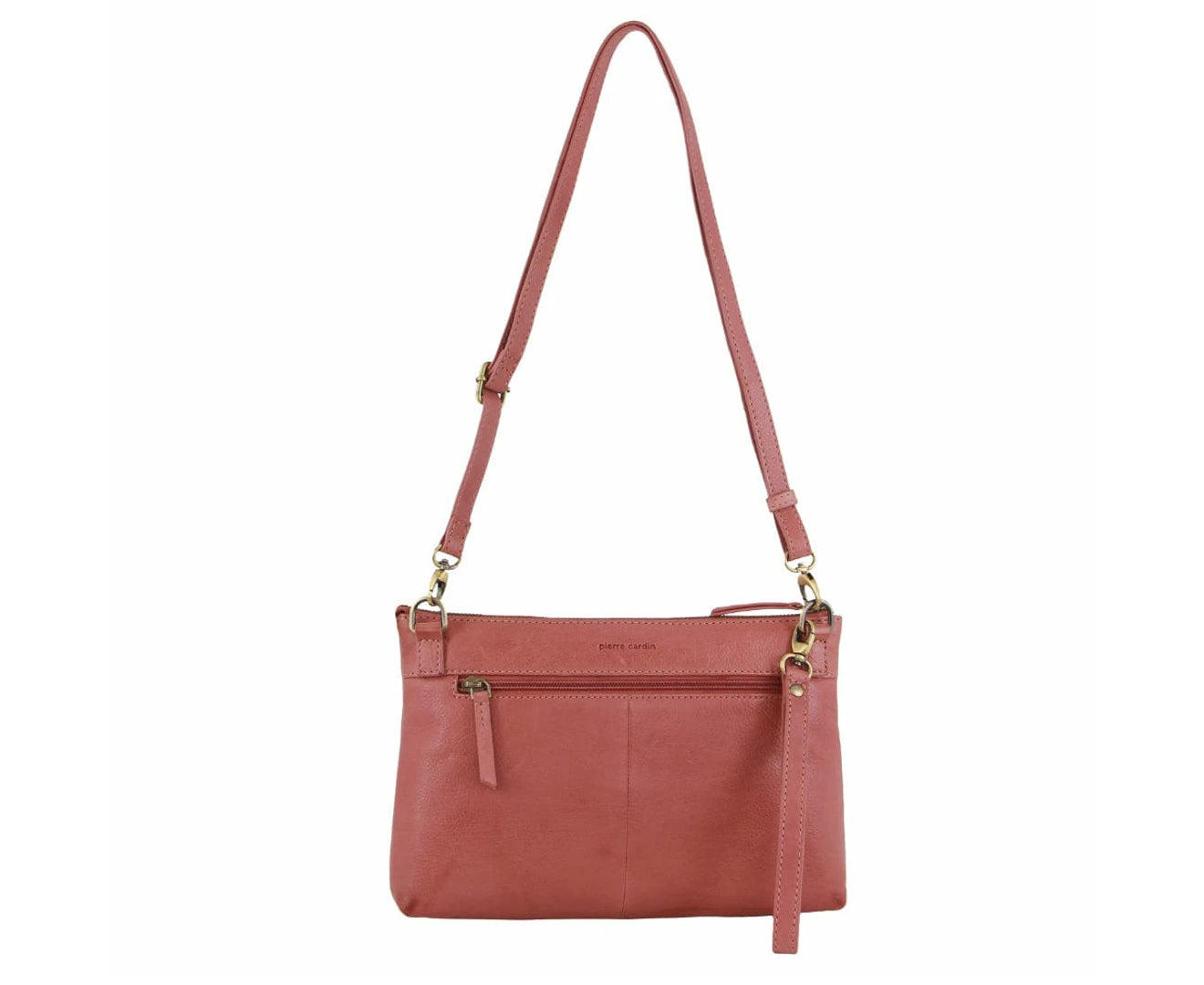 Pierre Cardin Leather Wristlet Crossbody Bag - Marsala