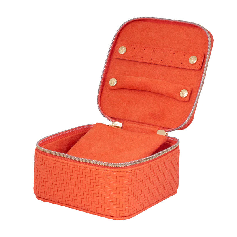 Tonic Herringbone Jewellery Cube - Tangerine