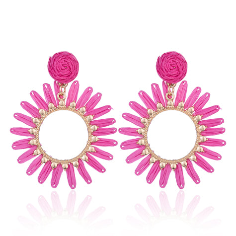 Ladies Fashion Earrings Vibrant Pink - E011320