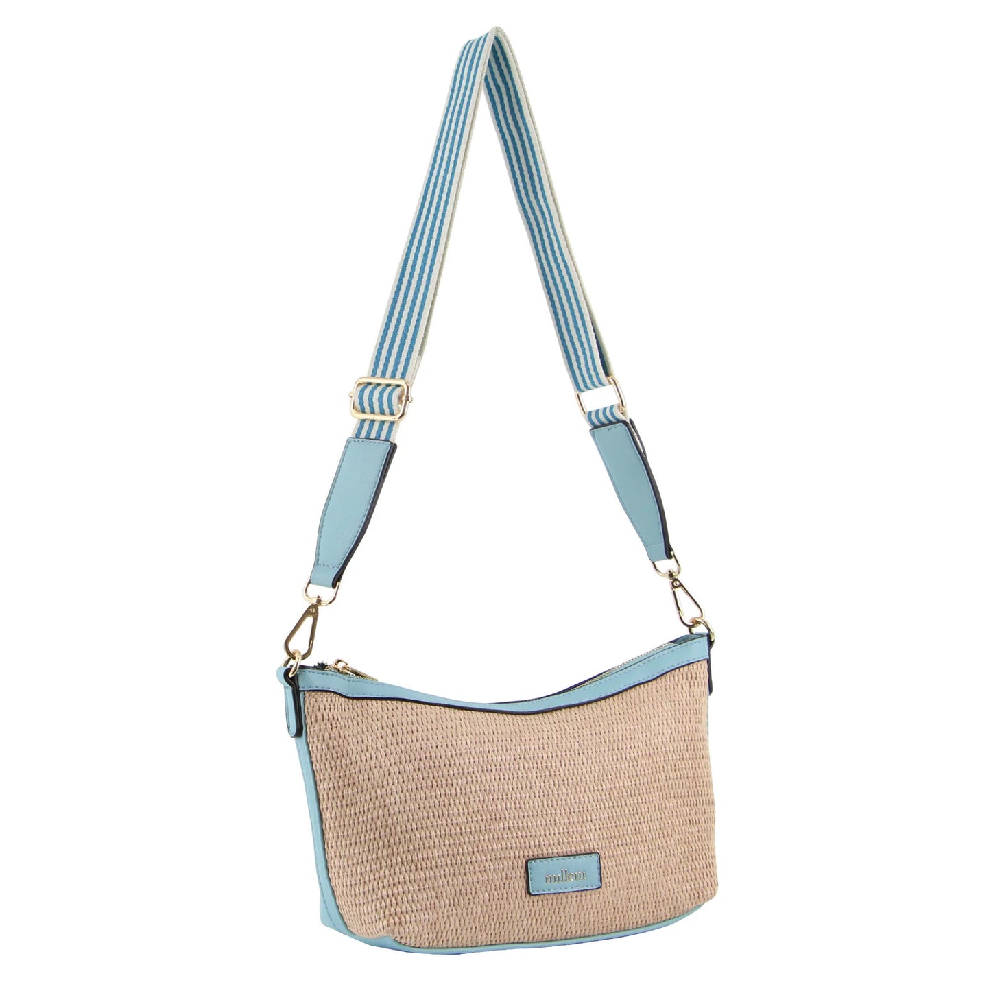 Milleni Ladies Fashion Cross-Body Bag With Webbing Strap - Blue