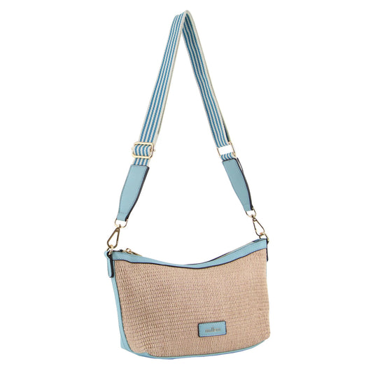 Milleni Ladies Fashion Cross-Body Bag With Webbing Strap - Blue