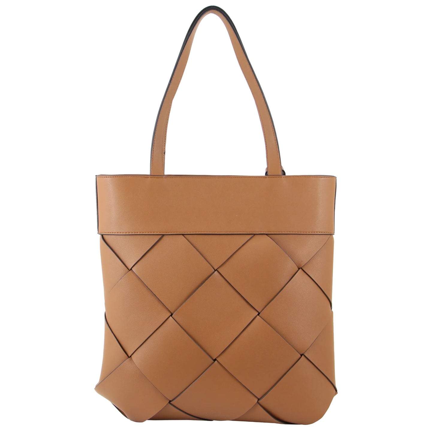 Milleni Ladies Woven Fashion Tote Handbag - Tan