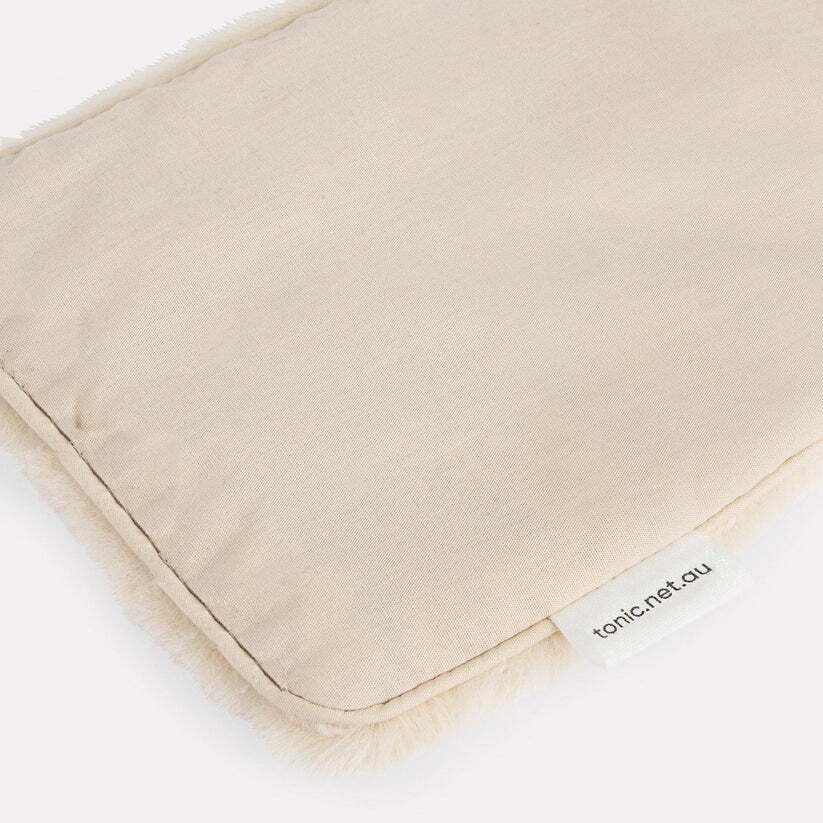 Tonic Deluxe Vegan Fur Heat Pillow Inserted with Barley and Lavender - Caramel Cream