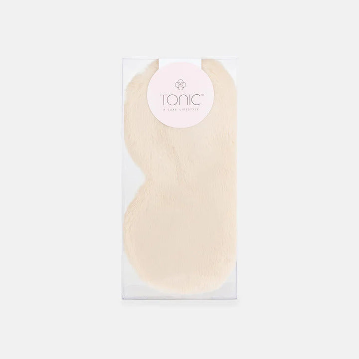 Tonic Deluxe Vegan Fur Eye Mask With Satin Back - Caramel Cream