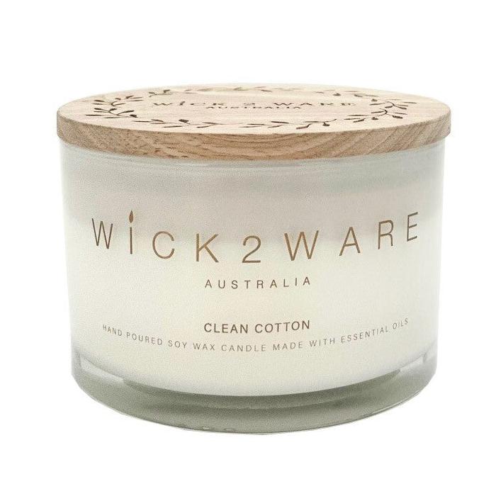 Wick 2 Ware Candle Jar Handpoured Soy Wax 430g - Clean Cotton