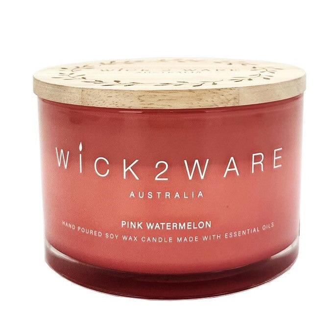 Wick 2 Ware Candle Jar Handpoured Soy Wax 430g - Pink Watermelon