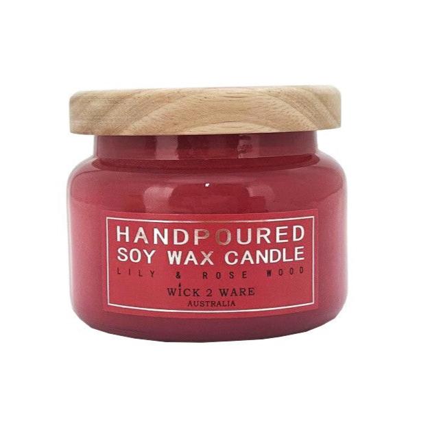 Wick 2 Ware Candle Jar Handpoured Soy Wax 260g - Lily & Rose Wood