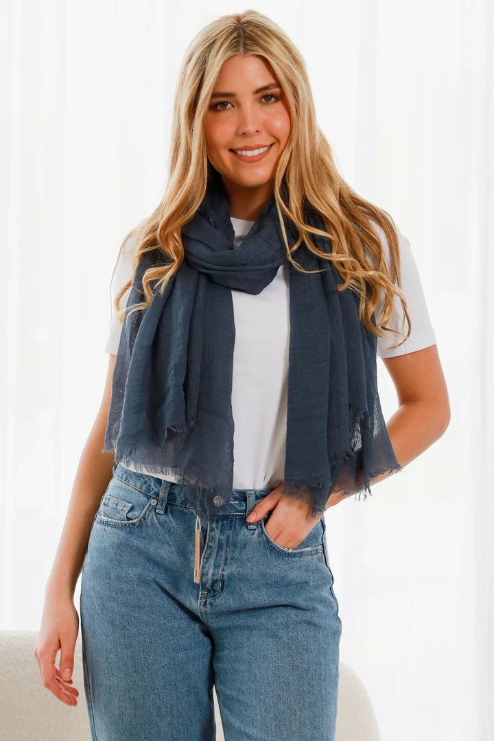 Scarf Lemon Tree Blue Denim Lightweight - JY0001