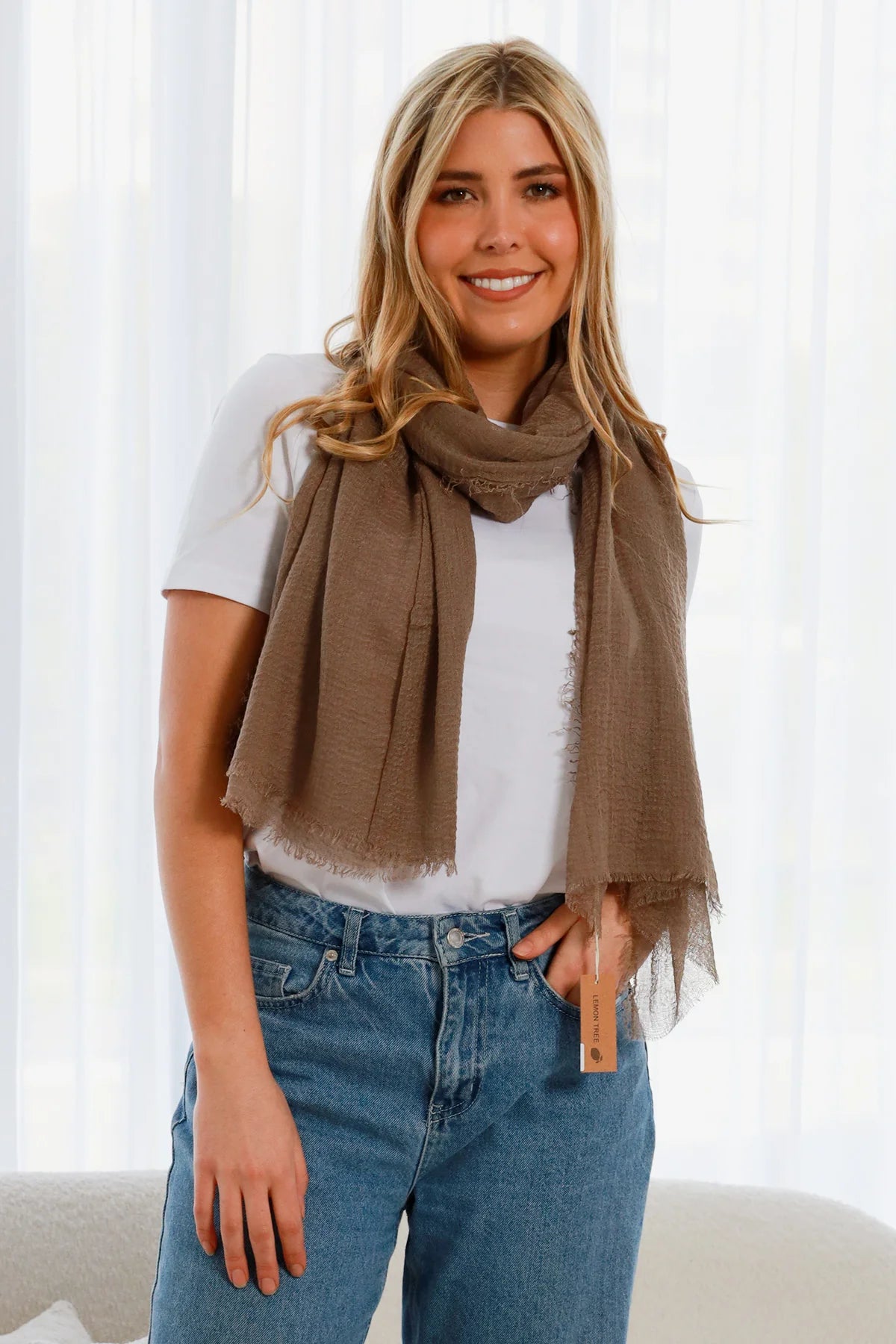 Scarf Lemon Tree Medium Brown Lightweight - JY0016