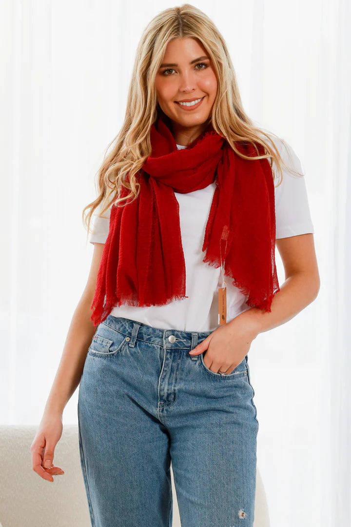 Scarf Lemon Tree Deep Red Lightweight - JY0017