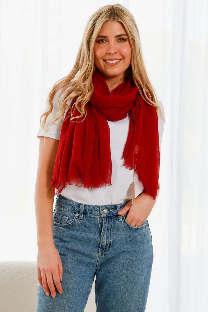 Scarf Lemon Tree Deep Red Lightweight - JY0017