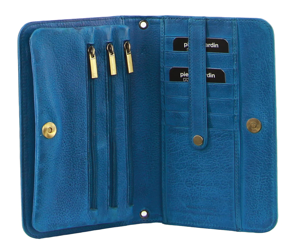 Pierre Cardin Ladies Womens Clutch Leather Wallet Purse - Aqua