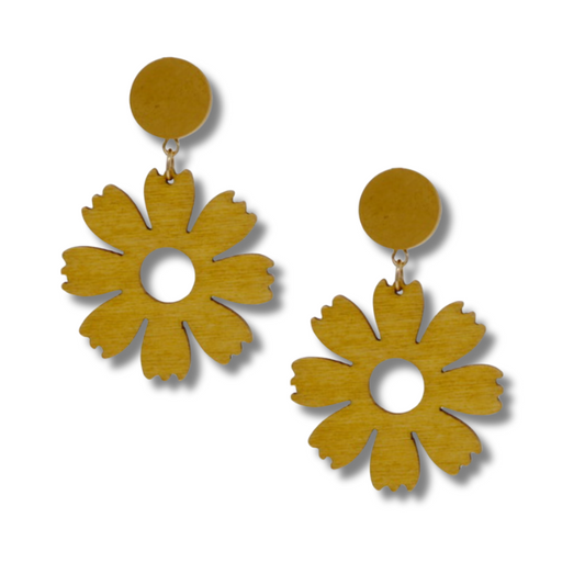 Cutout Wooden Flower Earrings Fashion Earrings - MR4021YW