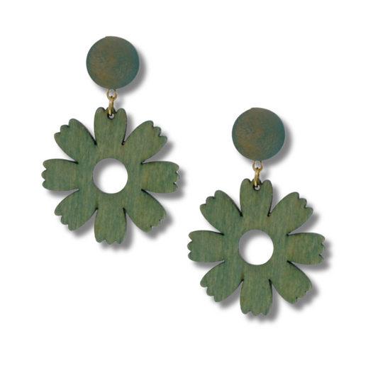 Cutout Wooden Flower Earrings Fashion Earrings - MR4021GN