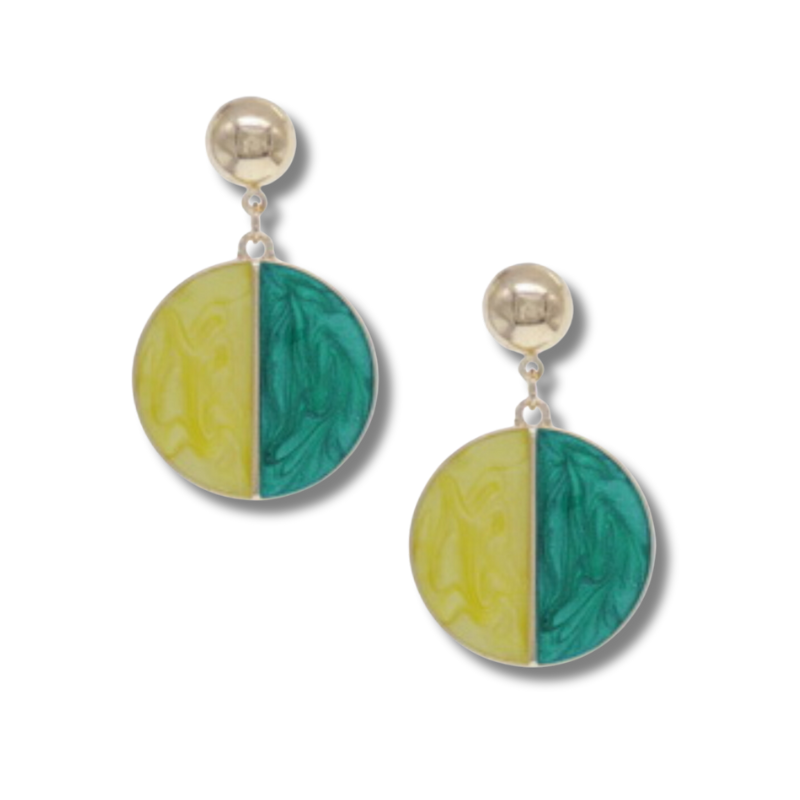 Green/Yellow Enamel Earrings Fashion Earrings - MR2473GY