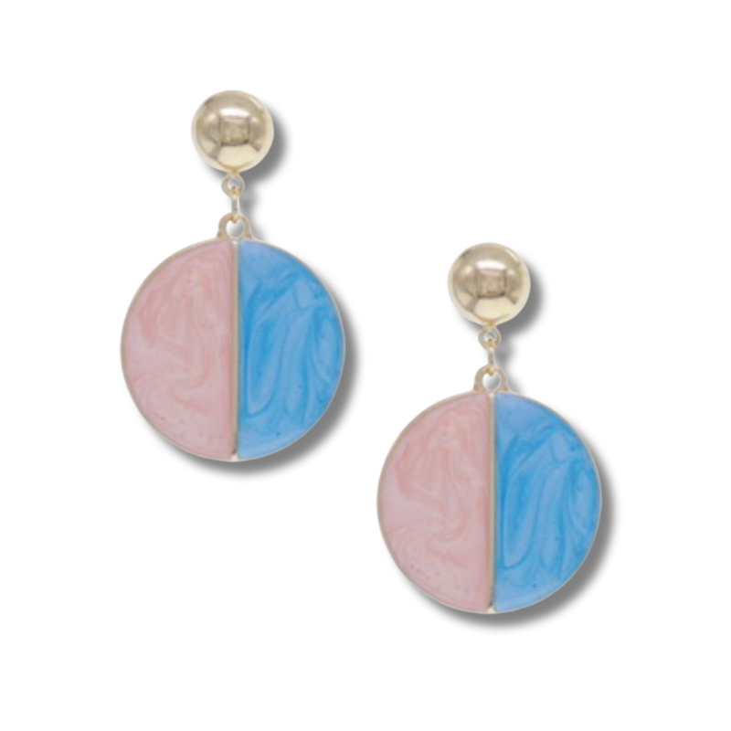 Blush/Blue Enamel Earrings Fashion Earrings - MR2473BP