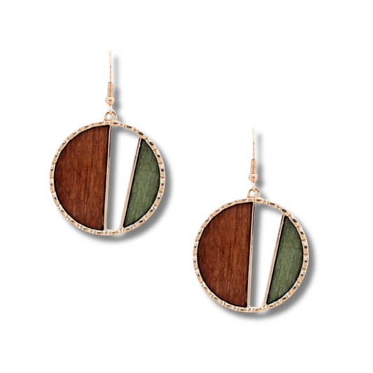 Wooden Section Cutout Earrings Fashion Earrings - MR2473BP