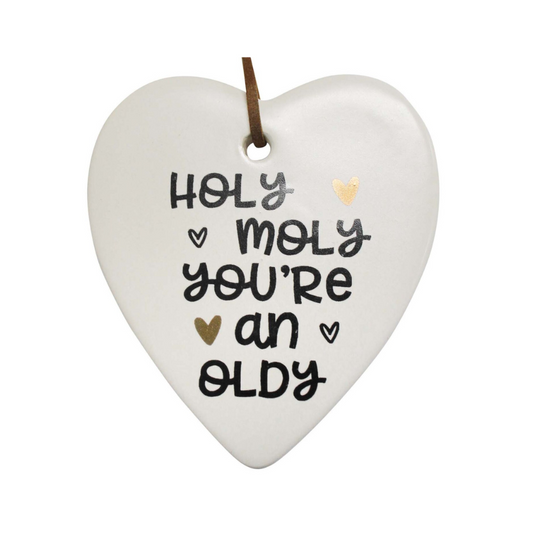 Ceramic Heart "HOLY MOLY" Hanging Gift - SG3128-6