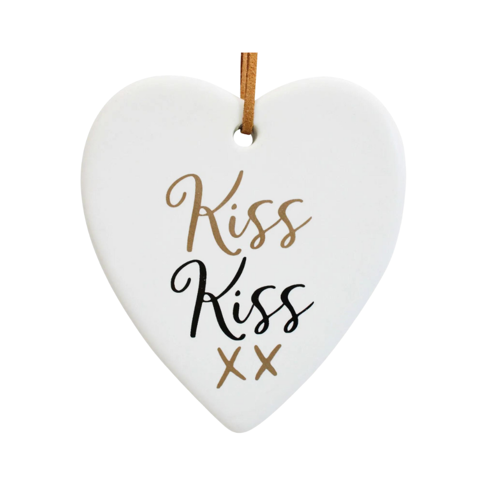 Ceramic Heart "KISS KISS" Hanging Gift - SG3410-6