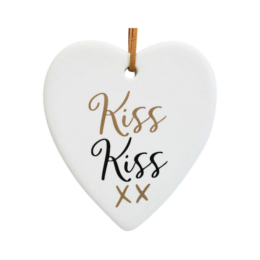 Ceramic Heart "KISS KISS" Hanging Gift - SG3410-6