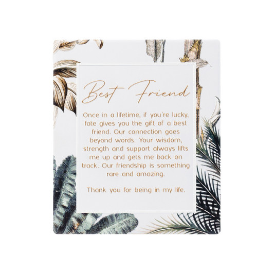 Exotic "Best Friend" Ceramic Verse Plaque Gift Embossed Stand or Hang In Earthy Tones