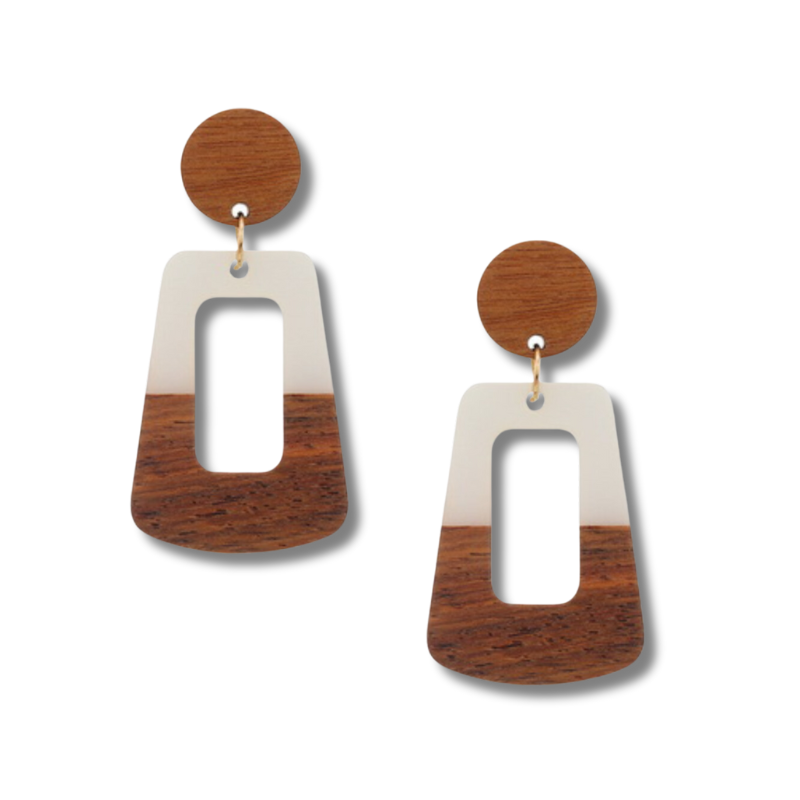 Resin Cutout Rectangle Earrings Fashion Earrings - MR4398WH