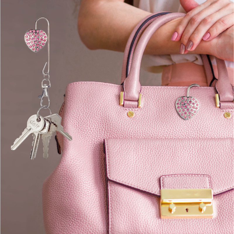 Handbag Heart Key Finder Hanger - Silver