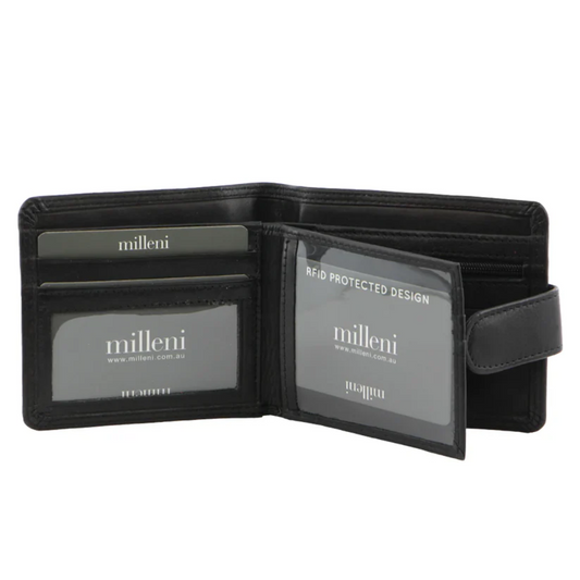 Milleni Tab Mens Leather Wallet in Black - 5130