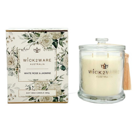 Wick 2 Ware Soy Candle Premium Quality 300g - White Rose & Jasmine