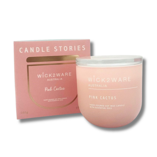 Wick 2 Ware Soy Candle Hand poured 300g - Pink Cactus