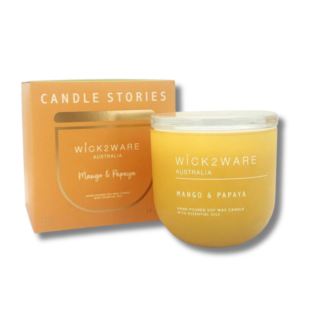 Wick 2 Ware Soy Candle Hand poured 300g - Mango & Papaya