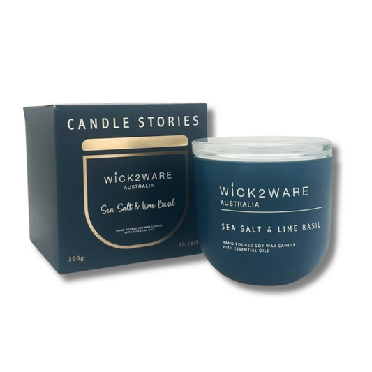 Wick 2 Ware Soy Candle Hand poured 300g - Sea Salt & Lime Basil