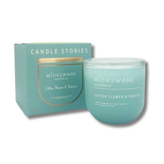 Wick 2 Ware Soy Candle Hand poured 300g - Cotton Flower & Freesia