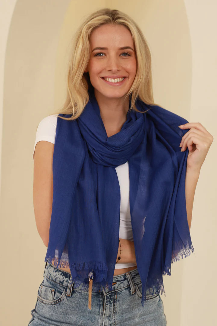 Scarf Lemon Tree Royal Blue Lightweight - YH0142